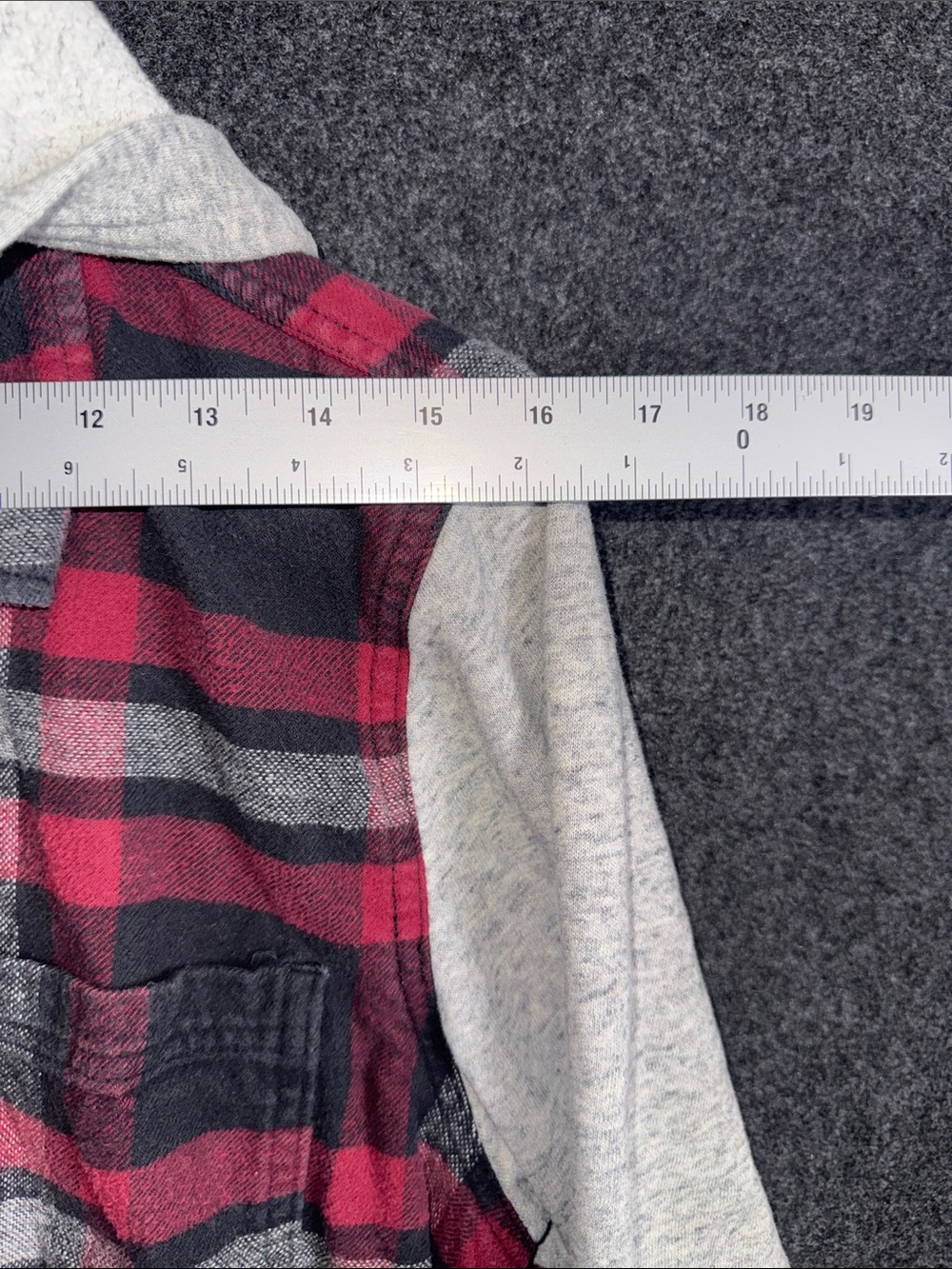 Hollister Red, Black & Gray Plaid Hooded Flannel Shirt - Picture 5 of 10